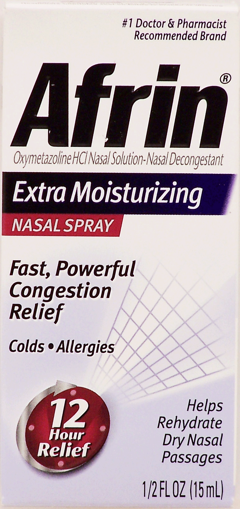 Afrin extra moisturizing nasal spray, relieves congestion, helps rehydrate nasal passages, 12 hour relief Full-Size Picture